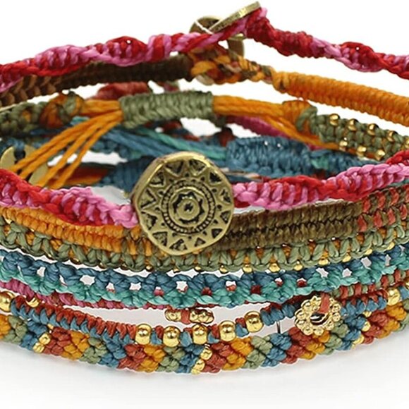 Boho Handmade Leather Bracelets Women Men Water-Resistant Stackable Jewelry - Picture 1 of 6